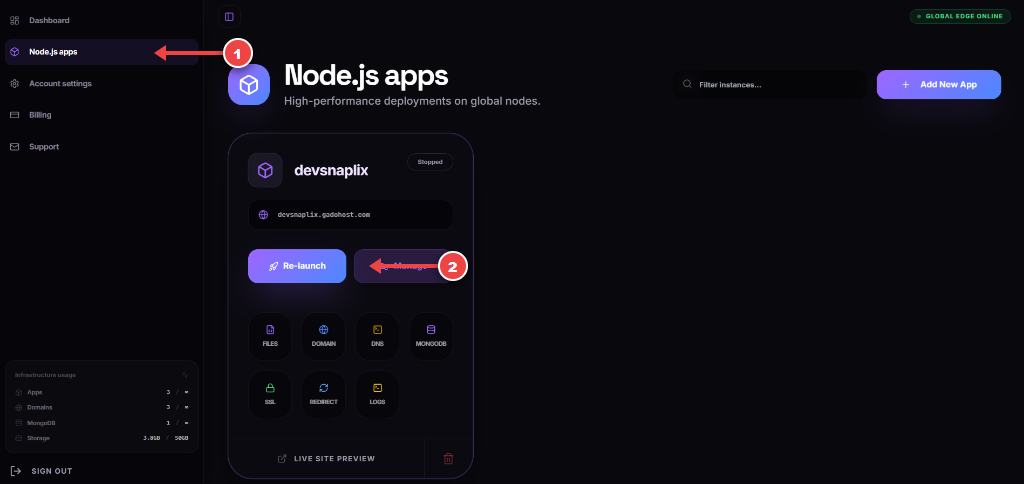 Re-launch Application