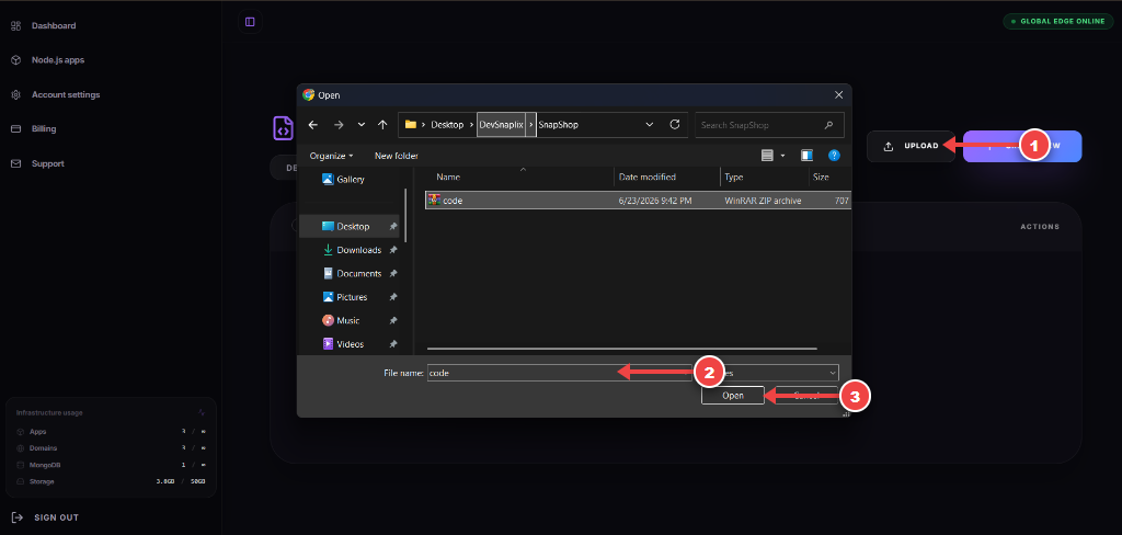 Upload Website Zip File